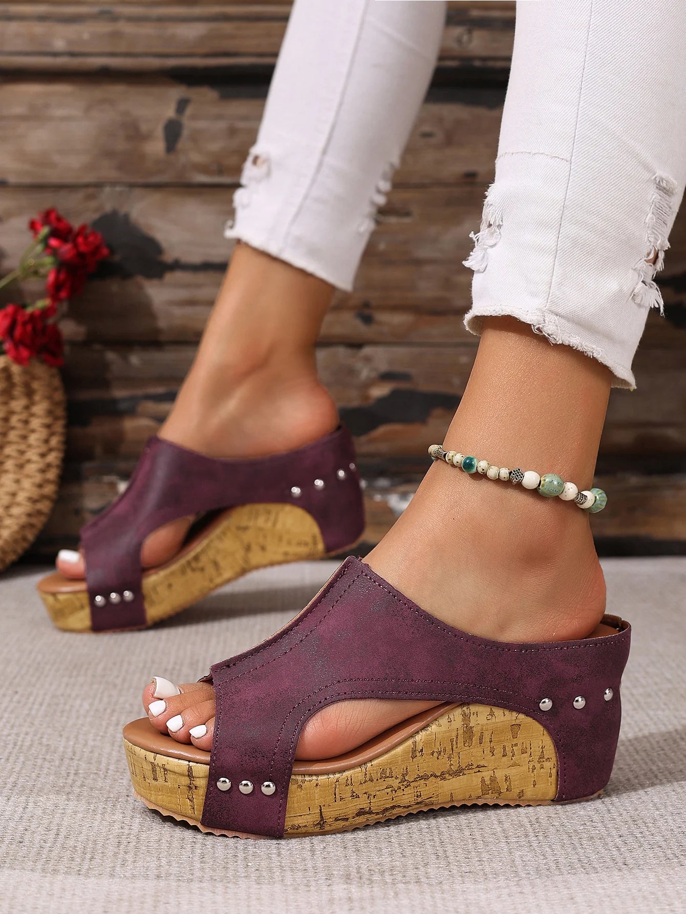 Sandales Clogs Talon Épais Rehaussantes Femme 2025 – Plage Slides Été Outdoor