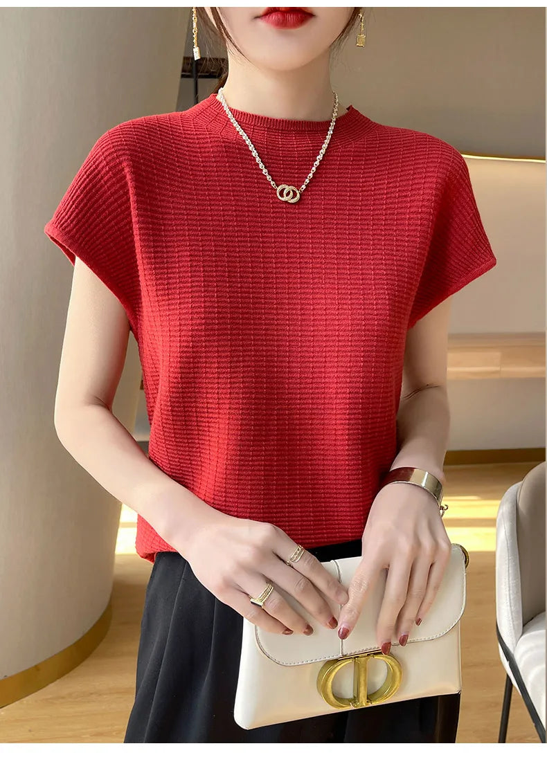 T-Shirt Femme Oversize Col Rond Uni Manches Courtes Doux Casual – Tee Mode Été Confortable | Basique Chic