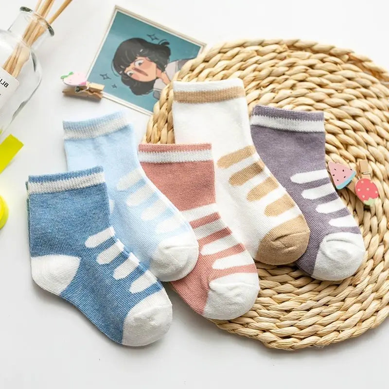 5er-Pack Kindersocken Baumwolle Tiermuster – Frühling Herbst Baby Jungen Mädchen 0-6 Jahre