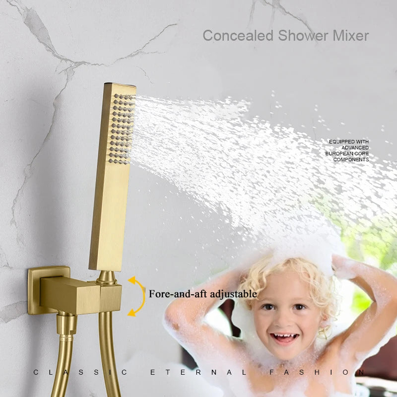 Système Douche LED Encastré – Pluie & Cascade, Bec Baignoire Pivotant, Mitigeur Eau Chaude & Froide | Salle de Bain Design
