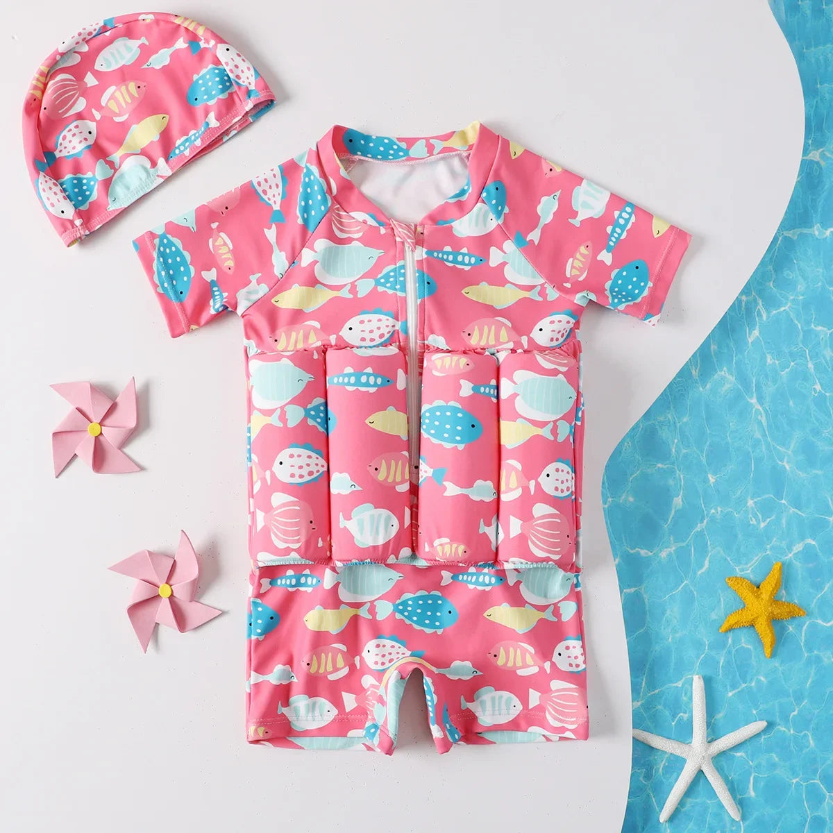 Maillot de Bain Flottant Enfant 1 Pièce – Combinaison Natation Cartoon Garçon Fille