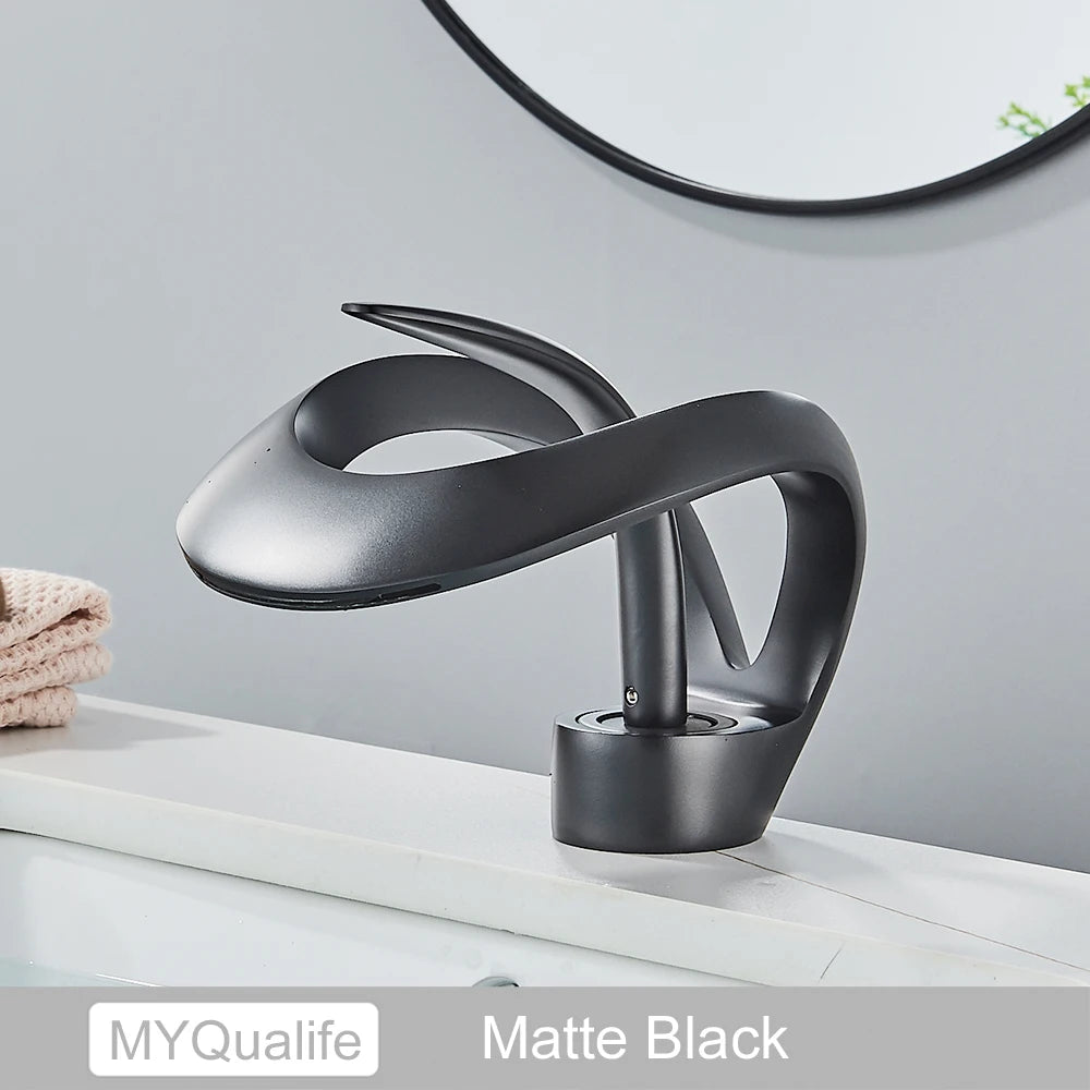 Black Brass New-Style Basin Faucet Bathroom Mixer Tap Hot Cold Water Deck Mounted Gold Luxury Sink Faucet