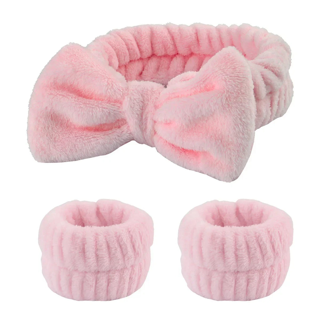 Lot 3 Bandeaux Spa Microfibre – Serre-Tête Lavage Visage & Poignet Absorbant | Scrunchie Maquillage