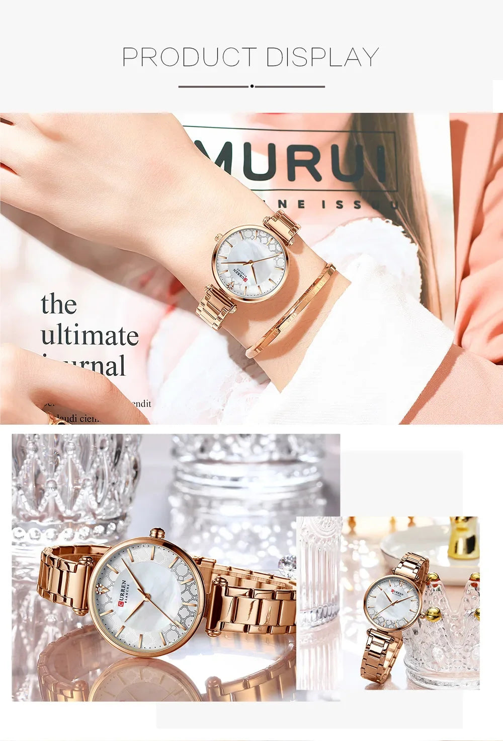 Montre Femme CURREN Luxe Quartz Japonais – Acier Inoxydable Étanche Élégante Fashion