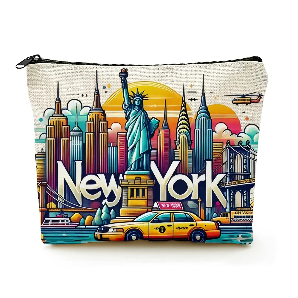 Trousse Maquillage Design New York City – Pochette Cosmétique Voyage Compacte | Cadeau Noël Femme
