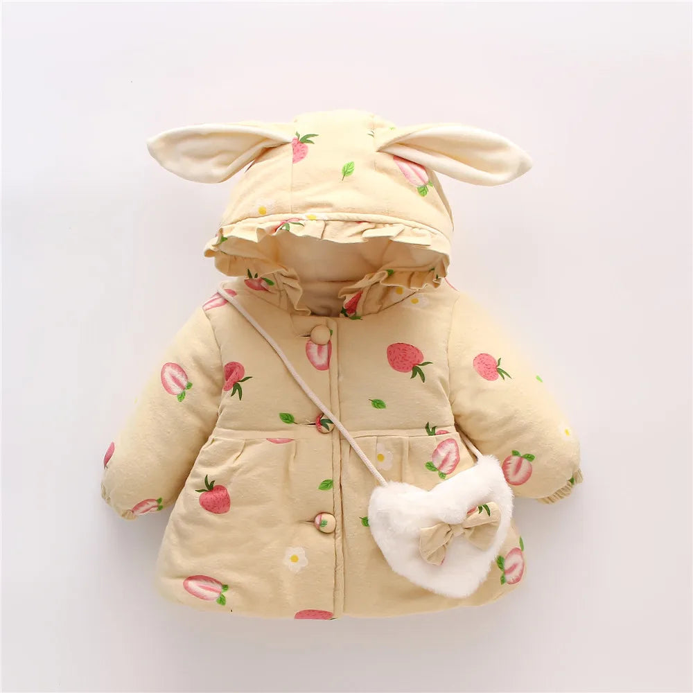 Veste Bébé Fille Hiver à Capuche – Manteau Chaud Épais Mignon 9 Mois à 3 Ans