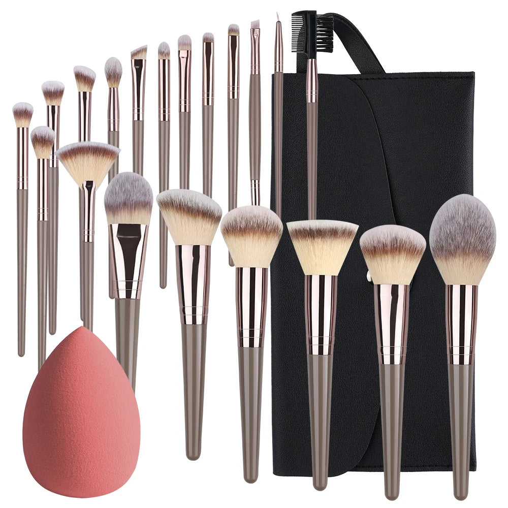 Set Pinceaux Maquillage Fluffy 3 à 20 Pcs – Poudre Libre, Fards & Blush | Brosse Fond de Teint Femme