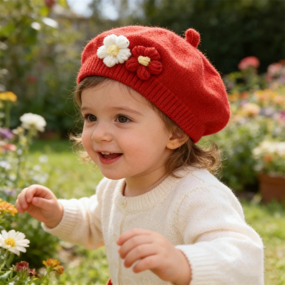 Béret Tricoté Enfant Couleur Unie – Bonnet Peintre Chaud Automne Hiver Fille Garçon Tendance