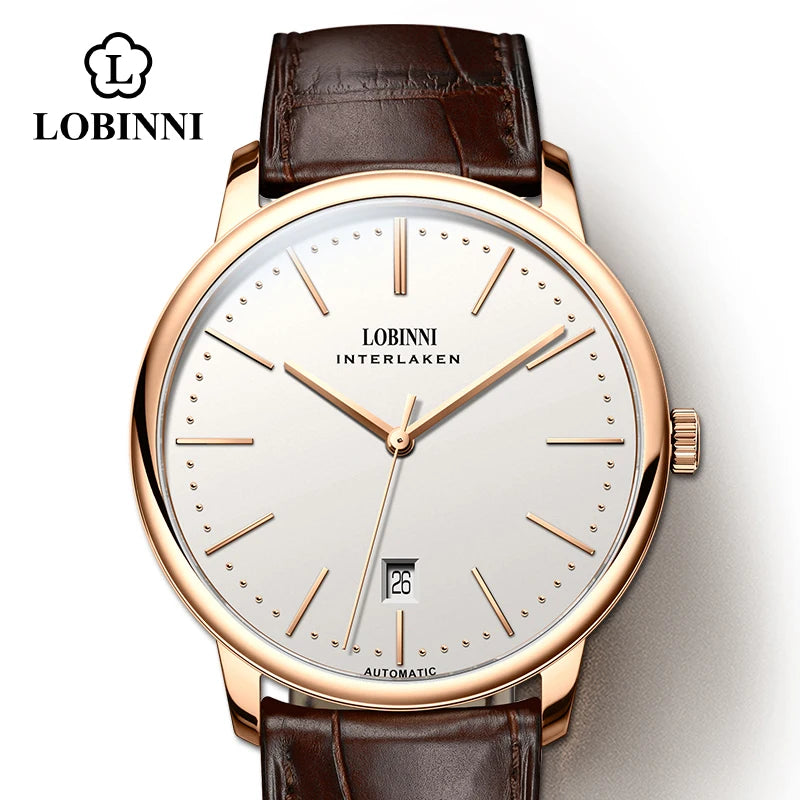 Montre Homme Lobinni Automatique Mécanique – Mouvement Miyota 9015 Ultra-Fine Étanche