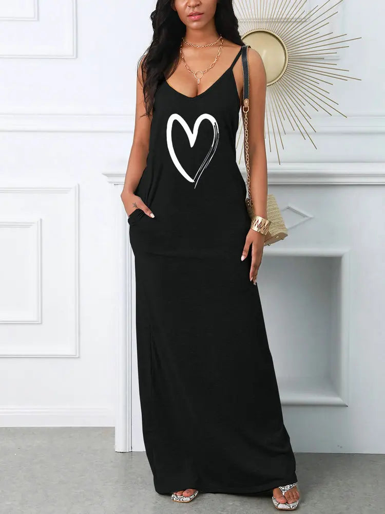 Robe Mini Femme Été Imprimée Bretelles Sexy – Style T-Shirt avec Poche Casual Ample | Été