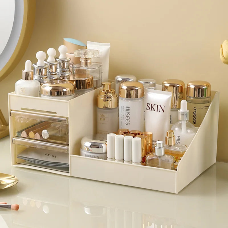 Organisateur Maquillage Transparent Premium à Tiroirs - Coiffeuse, Bureau & Dortoir