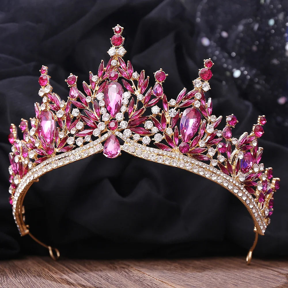 DIEZI Parure Couronne Baroque Mariage Cristal Opale – Tiare Collier Boucles Princesse