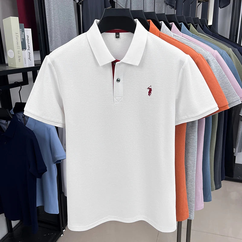 Polo Homme 100% Coton Manches Courtes Broderie Poney Élégant Golf Casual Été – Style Designer Premium | Mode Homme Luxe
