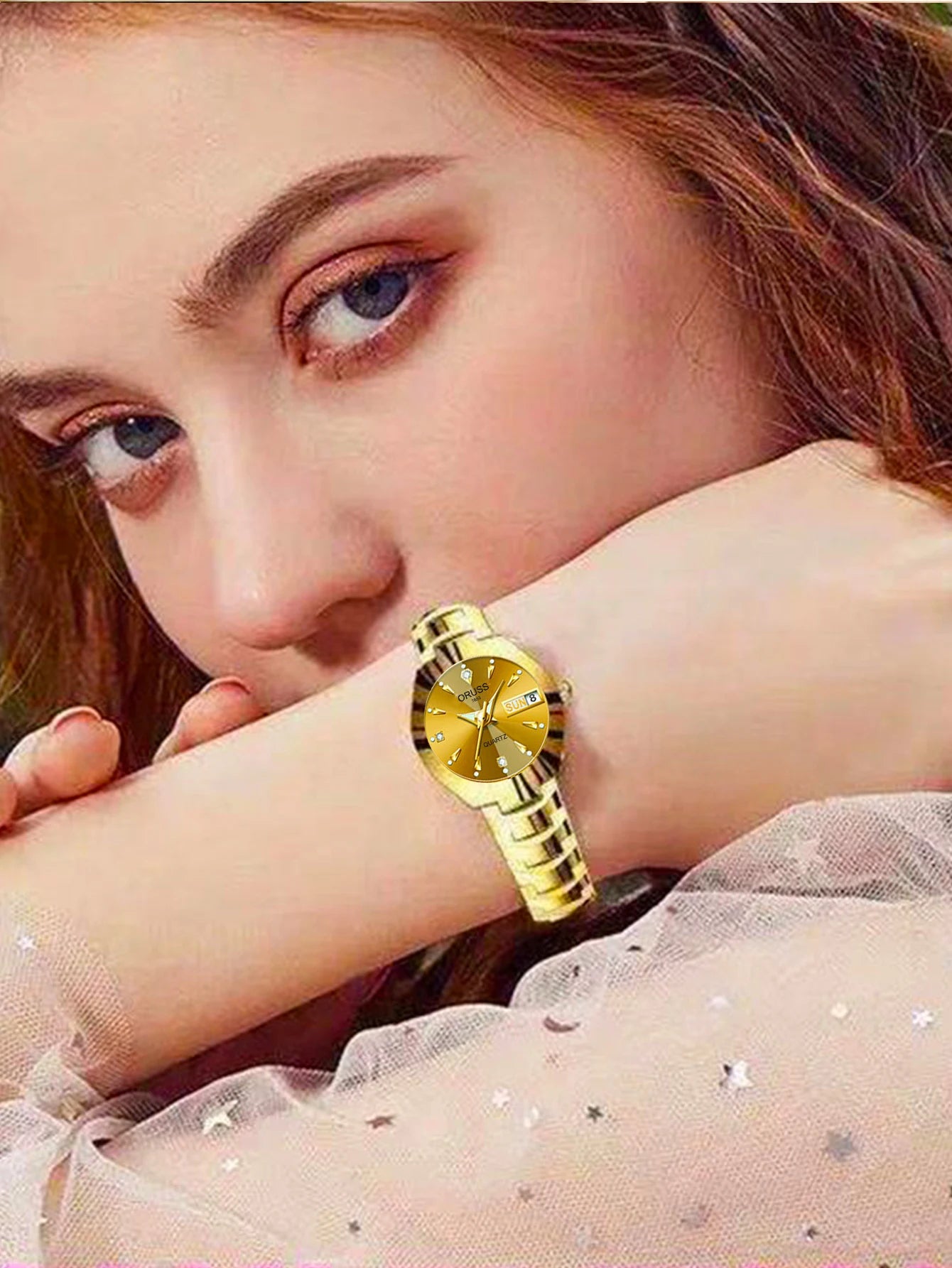 ORUSS Damen Armbanduhr Business Casual Luxus Edelstahl Quarz Datum Tag Wasserdicht 30M – Elegant Fashion