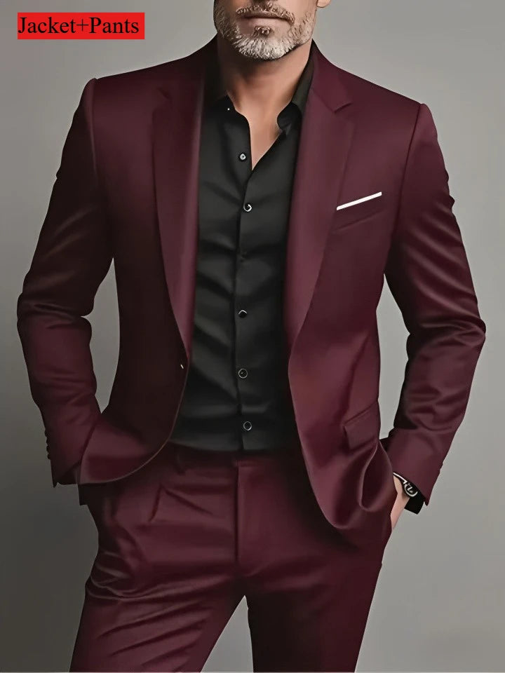 Costume Homme Slim Fit Noir – Ensemble Tuxedo Élégant Mariage & Cérémonie | Mode Homme Premium