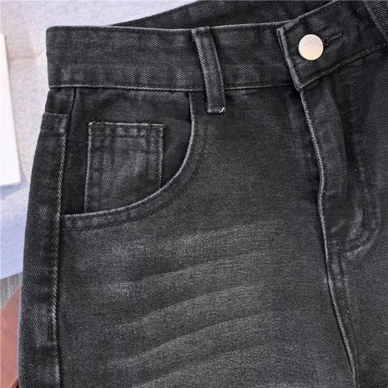 Damen-Jeans Warme Fleece-Hose Gerader Schnitt Schmal Samtig Weich Vintage – Bequeme gefütterte Denim-Hose | Winter