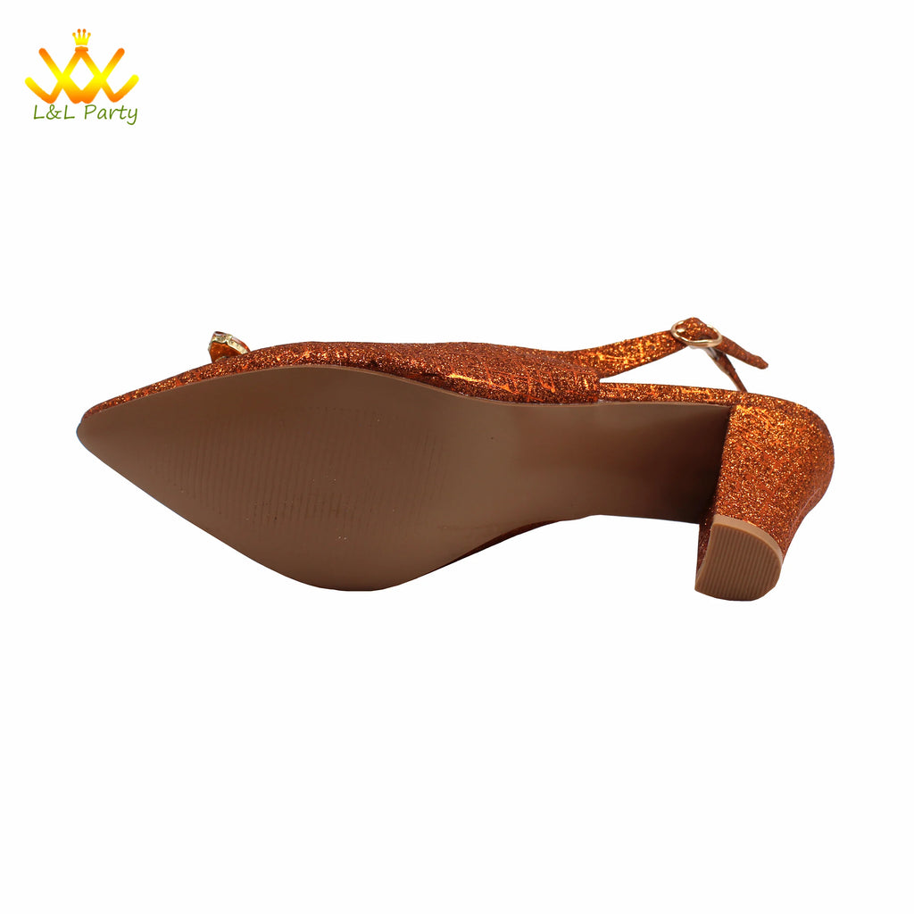 Ensemble Chaussures + Sac Italien Orange Cristal – Pumps Luxe Mariage Fête 2024