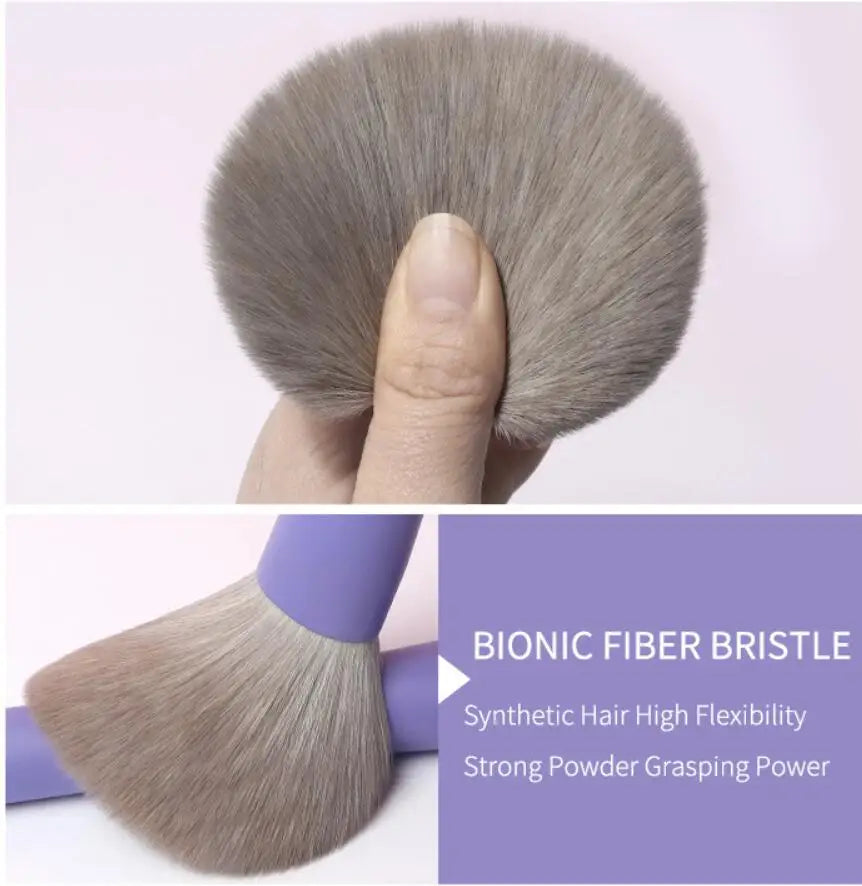 Set 8 Pinceaux Maquillage Violet & Rose Vegan – Poils Synthétiques | Fond de Teint, Fards & Poudre | Accessoire Beauté Premium