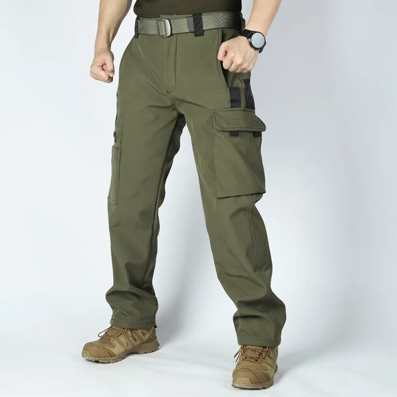 Herren Taktische Fleece Softshell Cargohose Multipocket Outdoor Wandern Sport Militär Warm Herbst Winter Arbeit – Premium Tactical Hose Allrounder | Outdoor Mode Premium Herren