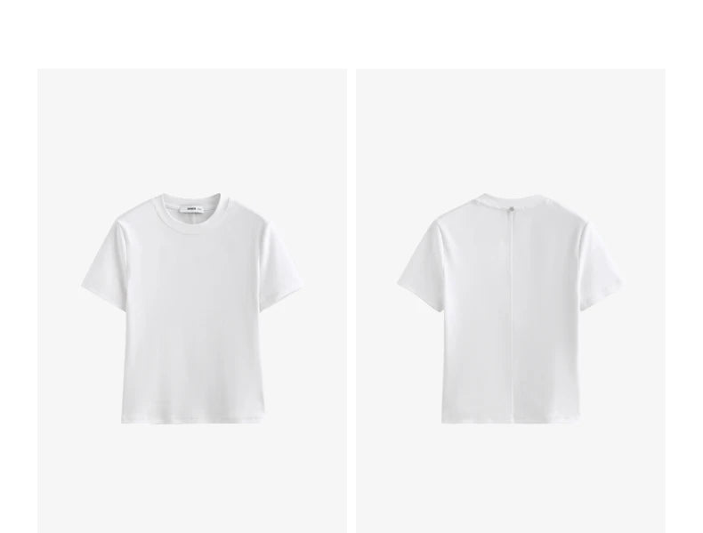 T-Shirt Lyocell Slim Fit Col Rond Manches Courtes Blanc - Basique Premium Polyvalent Printemps | TOYOUTH