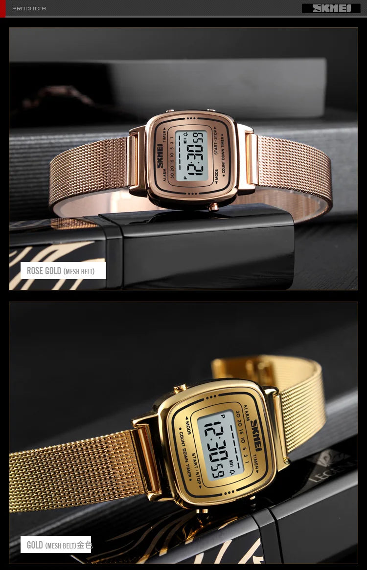 SKMEI Damen-Digitaluhr 1901 mit Chrono-Kalender kleinem Zifferblatt wasserdicht – Luxus Mode Trend