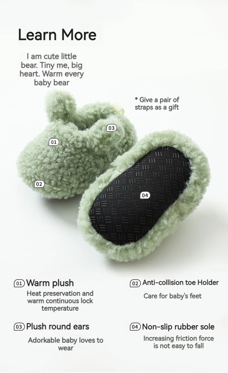 Chaussons Bébé Hiver Unisexe – Bottines Douces Cachemire Agneau Antidérapantes Chauds Nouveau-Né Toddler