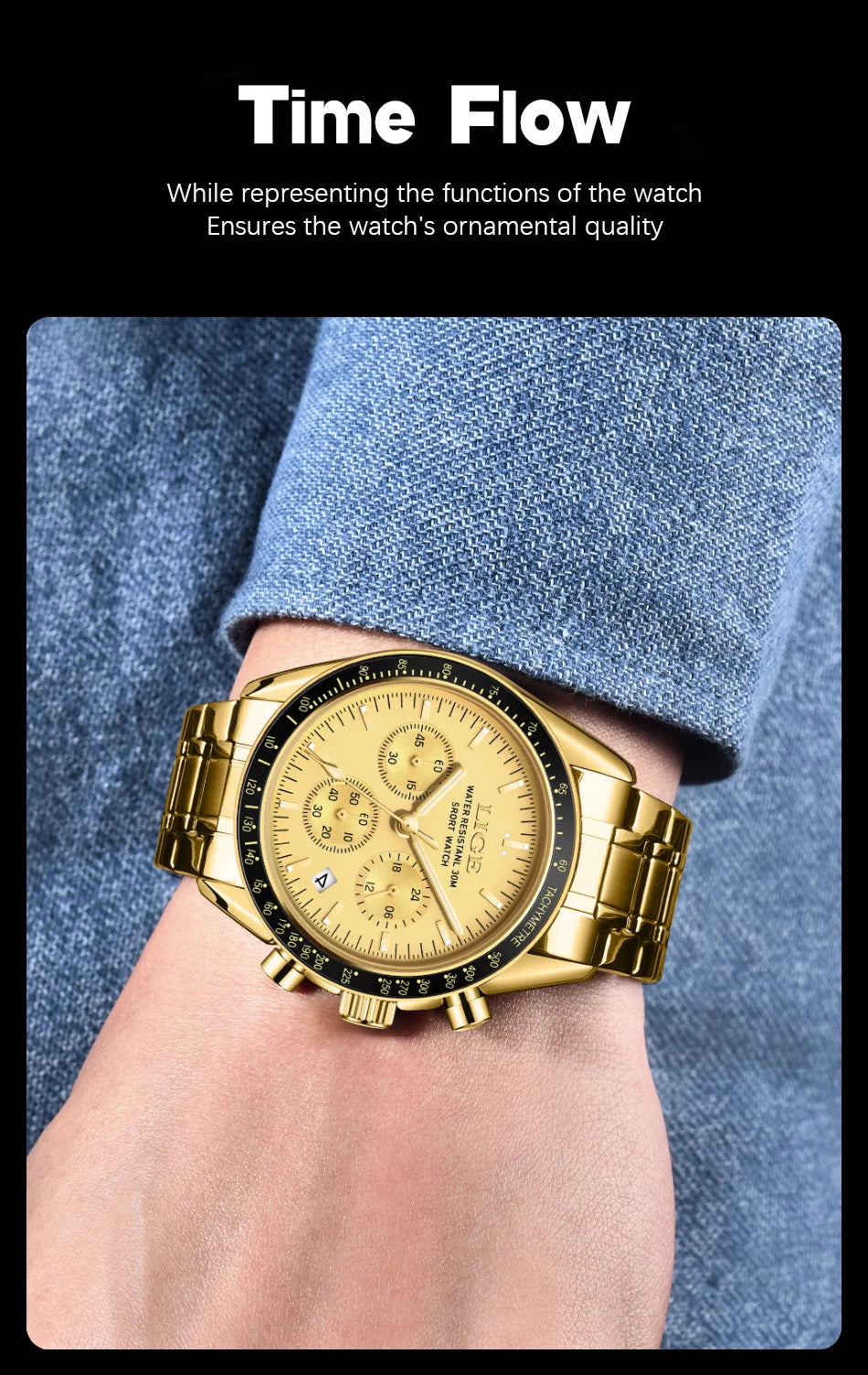 Herrenuhr LIGE Luxus Fashion Quarz – Edelstahl Leuchtend Wasserdicht Trendig
