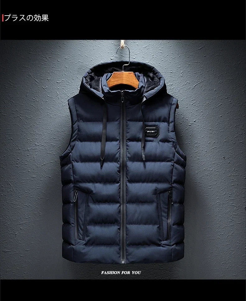 Gilet Homme Matelassé Coton À Capuche Zip – Sans Manches Casual Chaud Grande Taille Jusqu'au 6XL | Mode Homme Premium