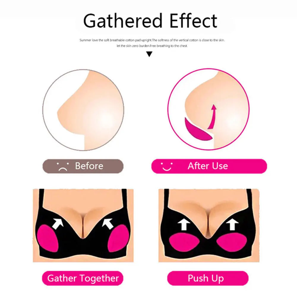 Paire de Coussinets de Poitrine Adhésifs Invisibles Bikini Maillot de Bain – Rembourrage Sponge Respirant Push-Up | Discret