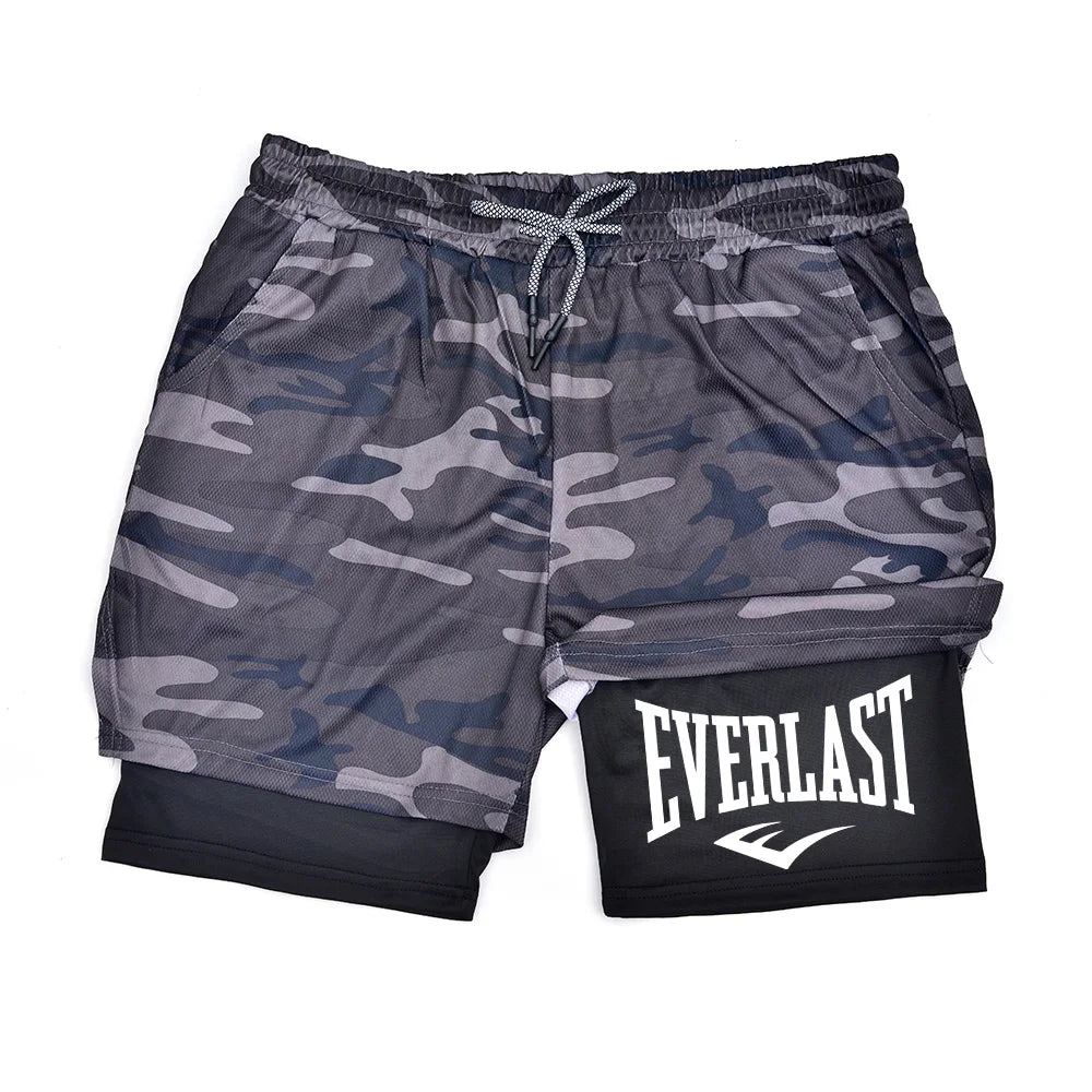 Short Homme Compression Gym Double Couche Séchage Rapide – Basketball Fitness Musculation Imprimé Sport Casual | Mode Homme Performance