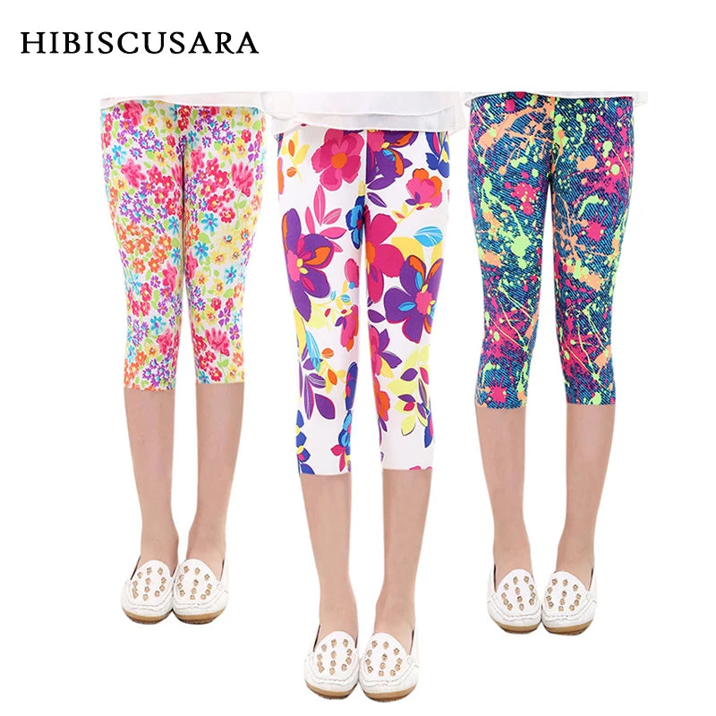 Legging Corsaire Fille Imprimé Fleurs – Pantalon Skinny Stretch Enfant Toutes Tenues 3-10 Ans