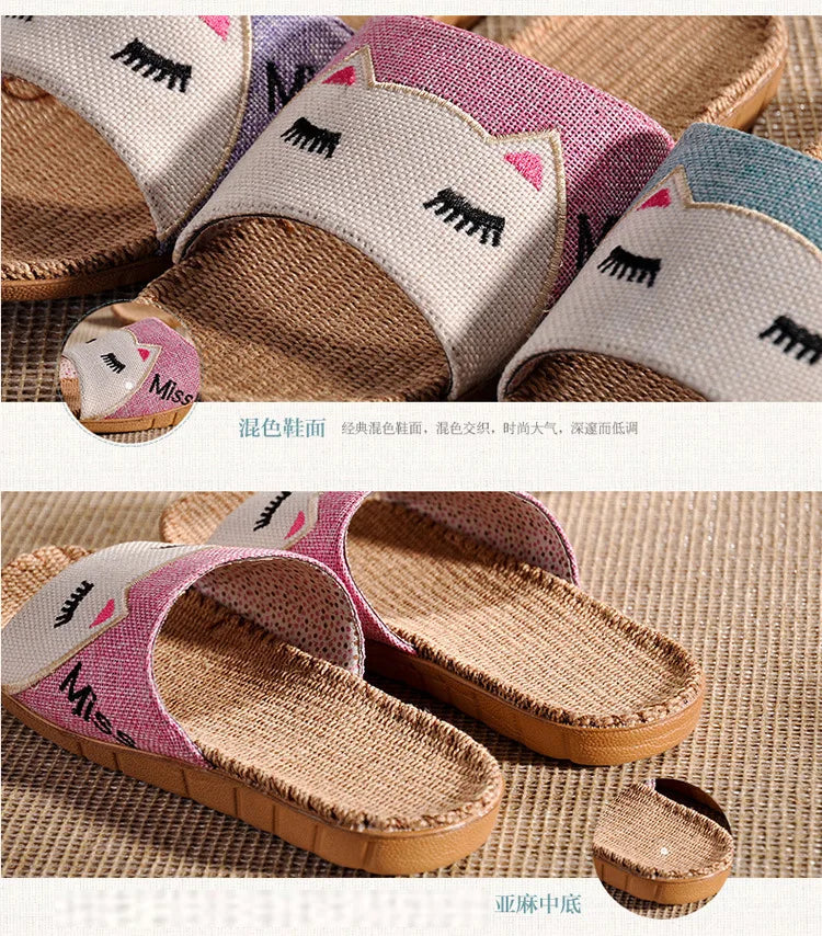 Pantoffeln Leinen Cartoon Kinder Anti-Rutsch – Atmungsaktive Dicke Sohle Indoor Paar Unisex