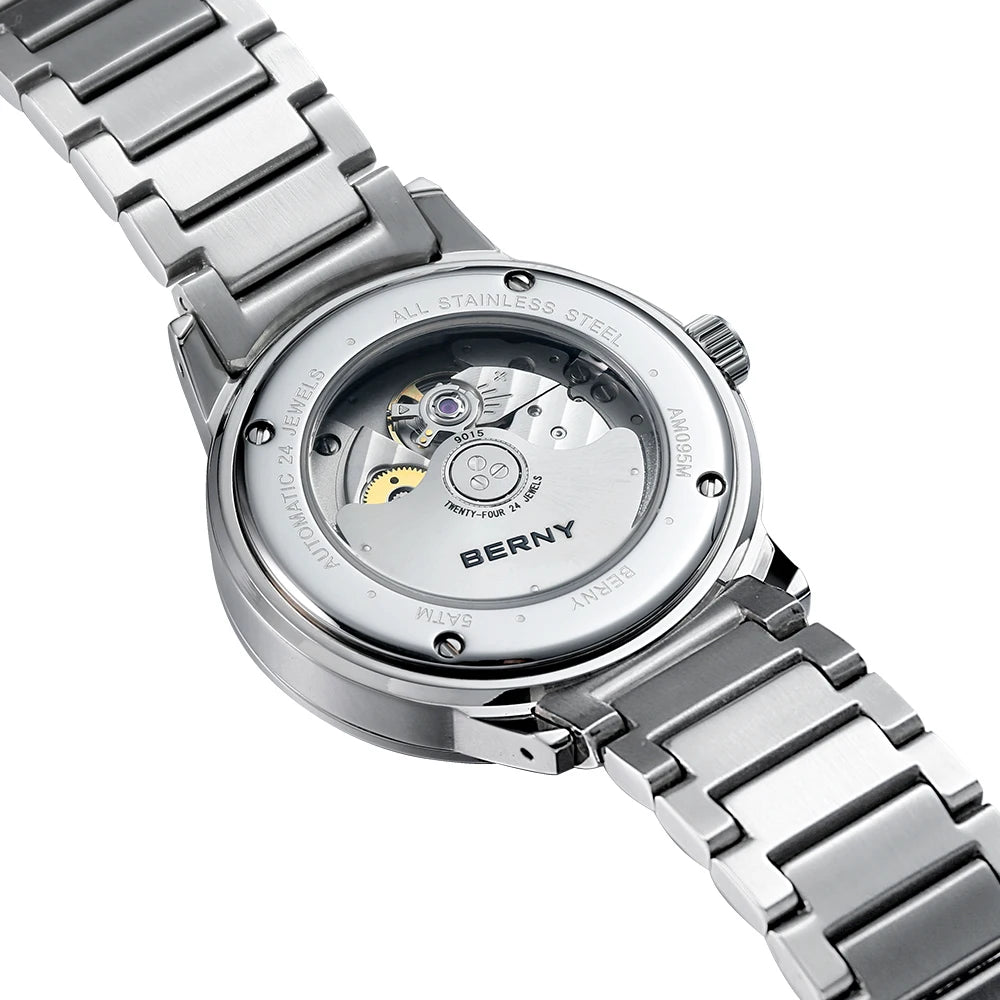 Montre Mécanique Automatique Luxe BERNY Couple Saphir Acier Miyota 9015 5ATM – Homme & Femme