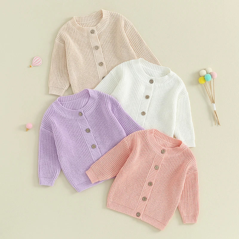 Gilet Cardigan Bébé Tricoté Coton Unisexe – Pull Printemps Automne Enfant Garçon Fille