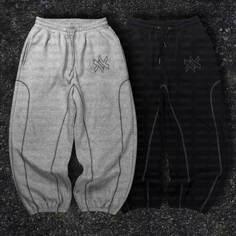 Ensemble 2 Pièces Y2K Américain Unisexe – Sweat Capuche Zip Oversize Broderie Hip Hop + Jogging Casual Homme & Femme | Streetwear