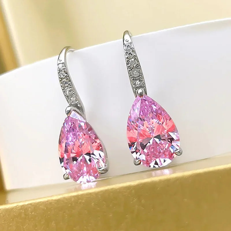 Boucles d'Oreilles Zircon Rose Korean Silver 2026 – Clous Luxe Fashion Bijou Cadeau Femme