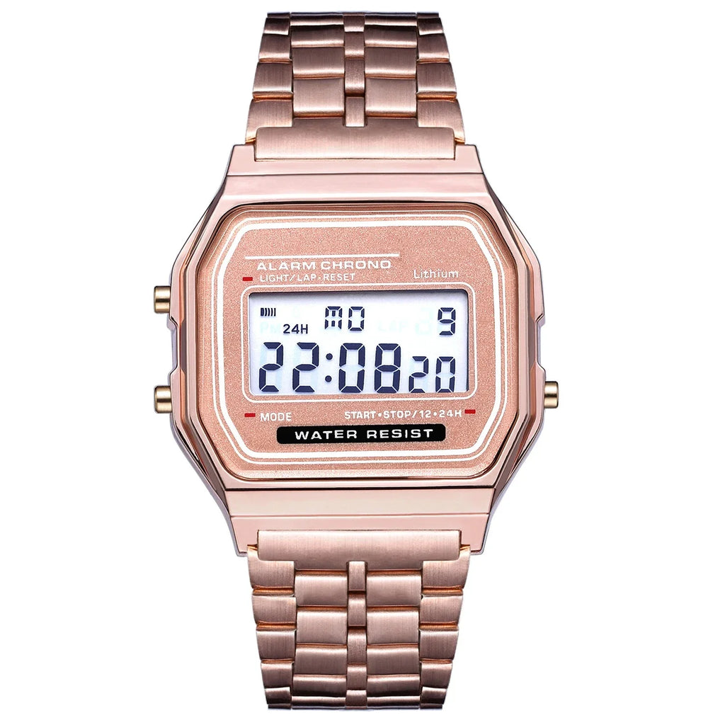 Montre Unisexe Digital LED Or Sport 2025 – Bracelet Électronique Étanche Homme Femme