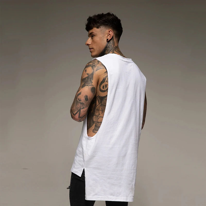 Débardeur Long Homme Coton – Style Hip Hop & Gym | Sans Manches Casual & Fitness | Streetwear Été Tendance