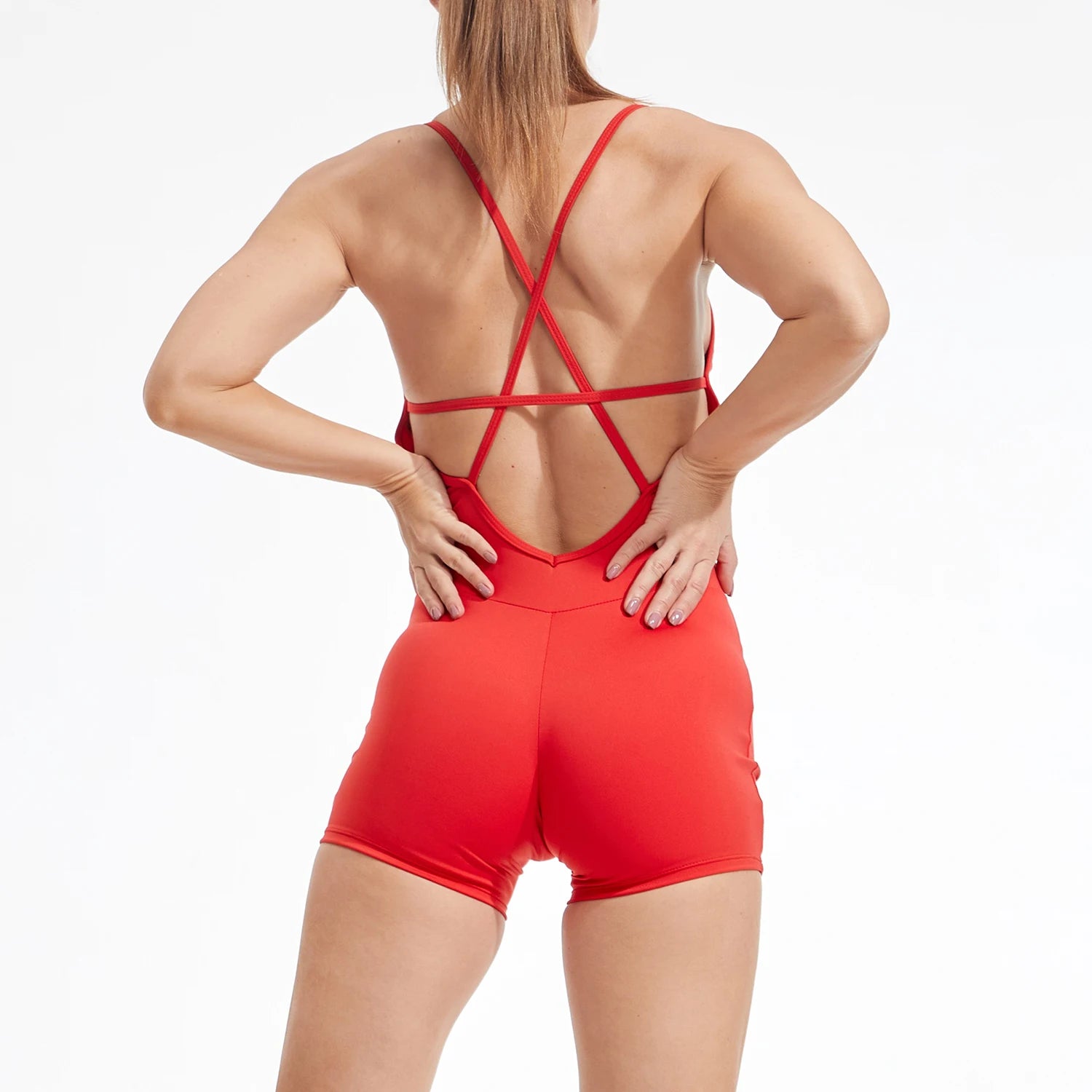 Combinaison Yoga Femme Sexy Dos Nu Croisé Gainante Fessier – Body Sport Fitness Gym Couleur Unie | Mode Athleisure