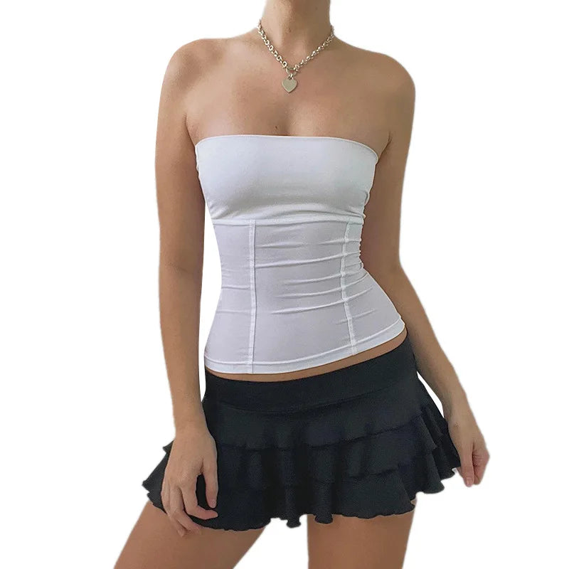 Bustier Corset Femme Y2K Sans Bretelles Épaules Dénudées Tube Top Sexy Slim – Été & Streetwear