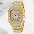 Unisex-Luxus-Diamant-Strassuhr mit goldenem Armband – Fashion Glamour Herren & Damen 2024