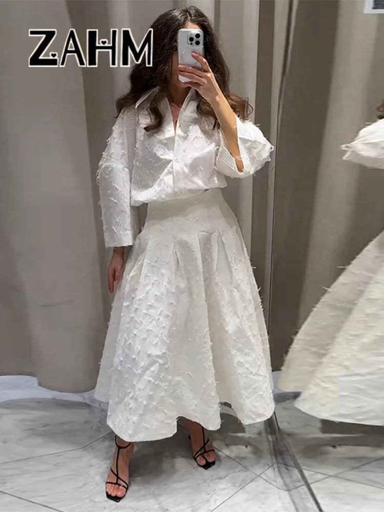 Ensemble 2 Pièces Femme - Chemise Boutons À Franges & Jupe Plissée Zippée | Urban Lady