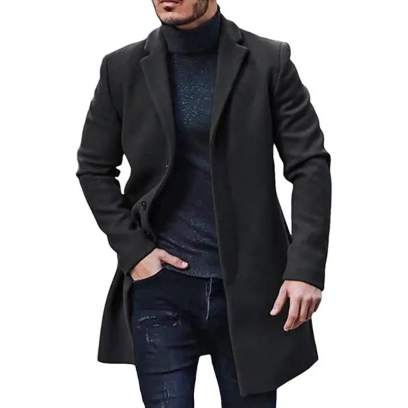 Veste Homme Streetwear Laine Col Reversé Couleur Unie Casual Élégante Boutonnage Simple Printemps Hiver Tendance – Manteau Casual Chic Urban Premium | Mode Homme Streetwear Premium
