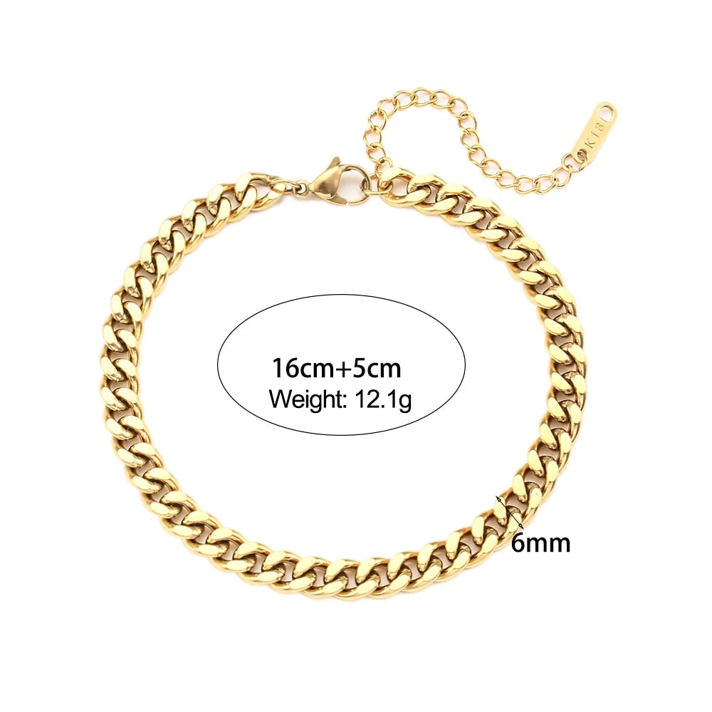 Bracelet Cuban Chain Plaqué Or 18k Acier Inoxydable 316L E.B.belle – Style Minimaliste Streetwear Unisexe | Bijou Homme & Femme Tendance & Anti-Ternissement