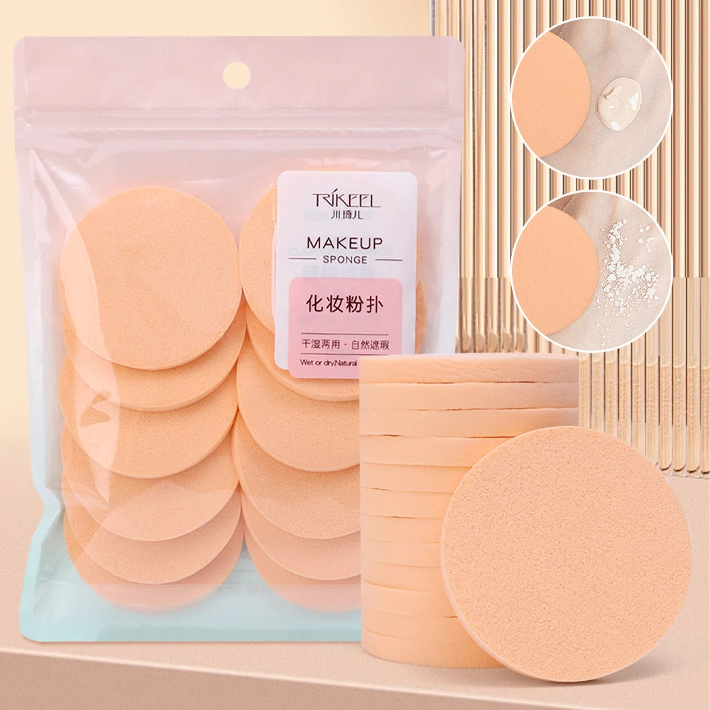 Lot 24 Éponges Rondes Maquillage – Poudre, Fond de Teint & Correcteur | Puff Sec & Humide Portable