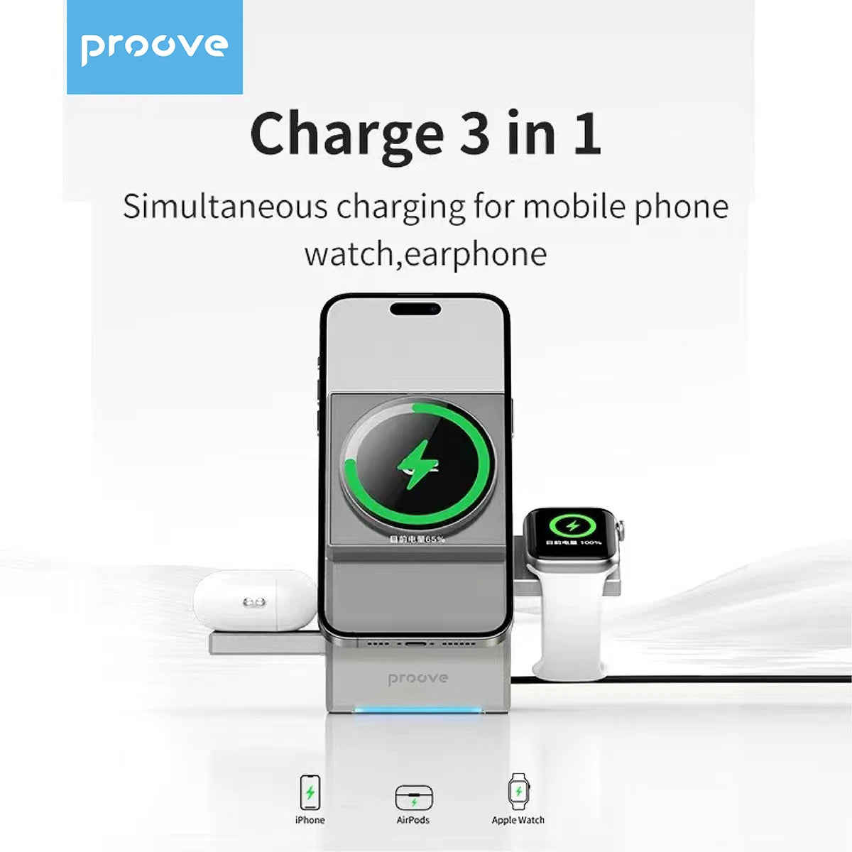 Chargeur Qi2 3-en-1 Dock Auto-Rotatif – iPhone 16 15 14 Pro Max AirPods iWatch Charge Rapide