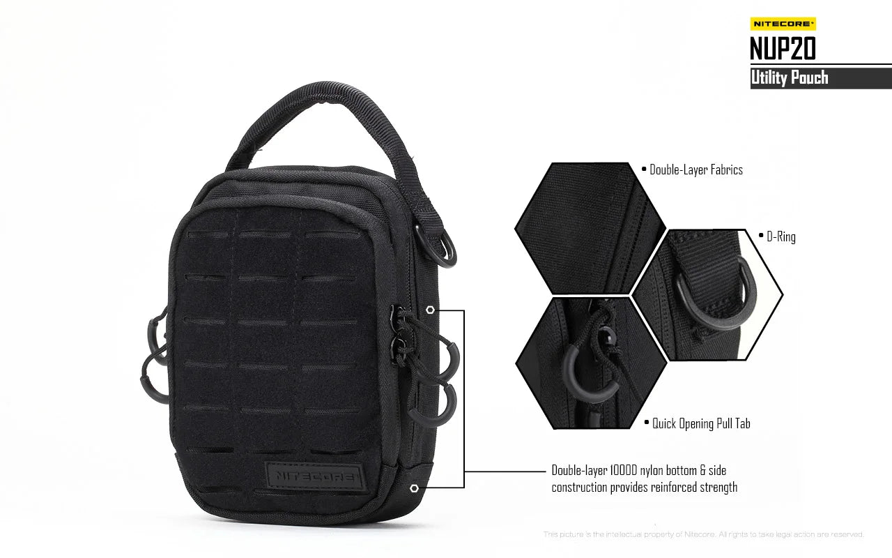 Sac Tactique NITECORE NUP10/NUP20 – Bandoulière Nylon 1000D Molle Crossbody Ceinture Homme Femme