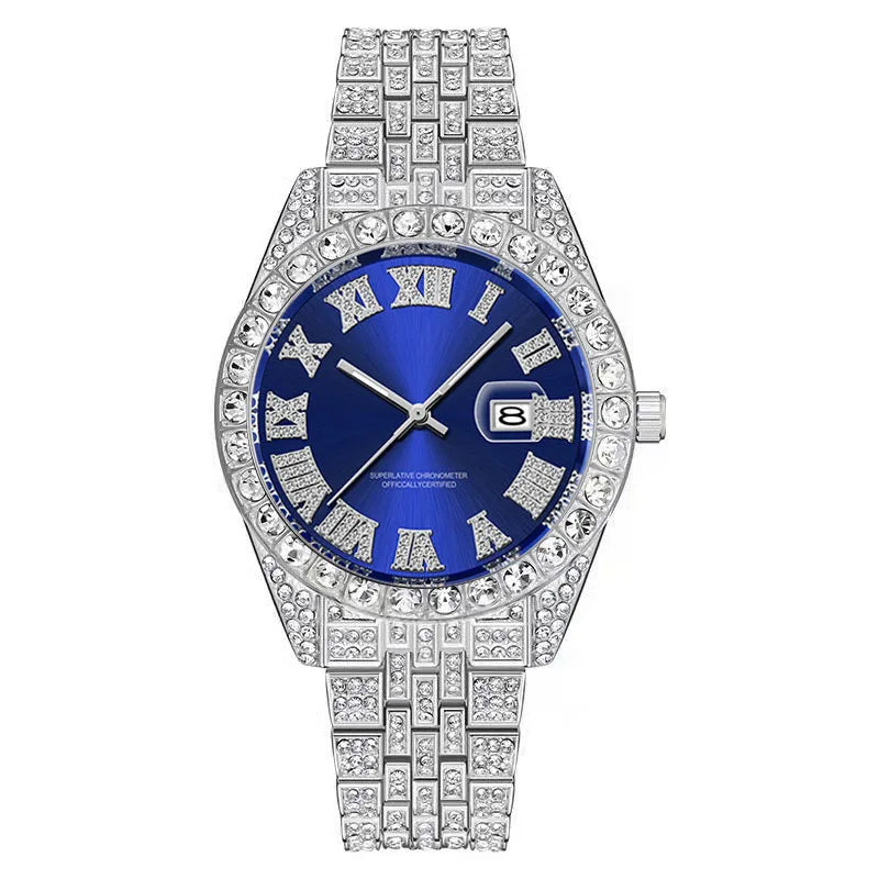 Montre Homme Hip Hop Diamant Fashion Bracelet Alliage Dorée Luxe Date Quartz Tendance Streetwear Bling | Montre Hip Hop Diamant Dorée Premium