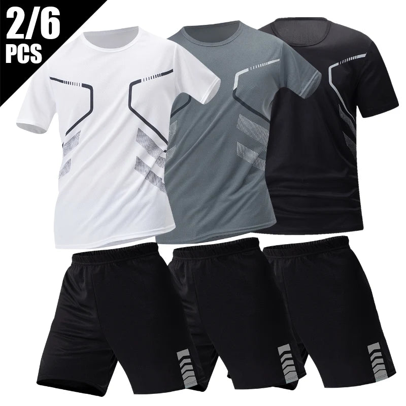 Ensemble Sport Homme Séchage Rapide Grande Taille T-Shirt + Short Lot 2/4/6 Pièces Loisirs Running Fitness Casual Ado – Pack Sport Économique | Mode Homme Sport Premium