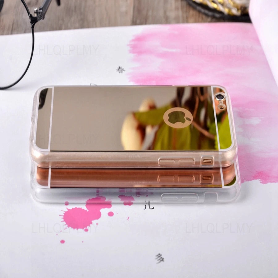 Coque Silicone Miroir Maquillage Bling iPhone – Compatible 7 8 X XR XS 11 12 13 14 15 Pro Max | Protection TPU